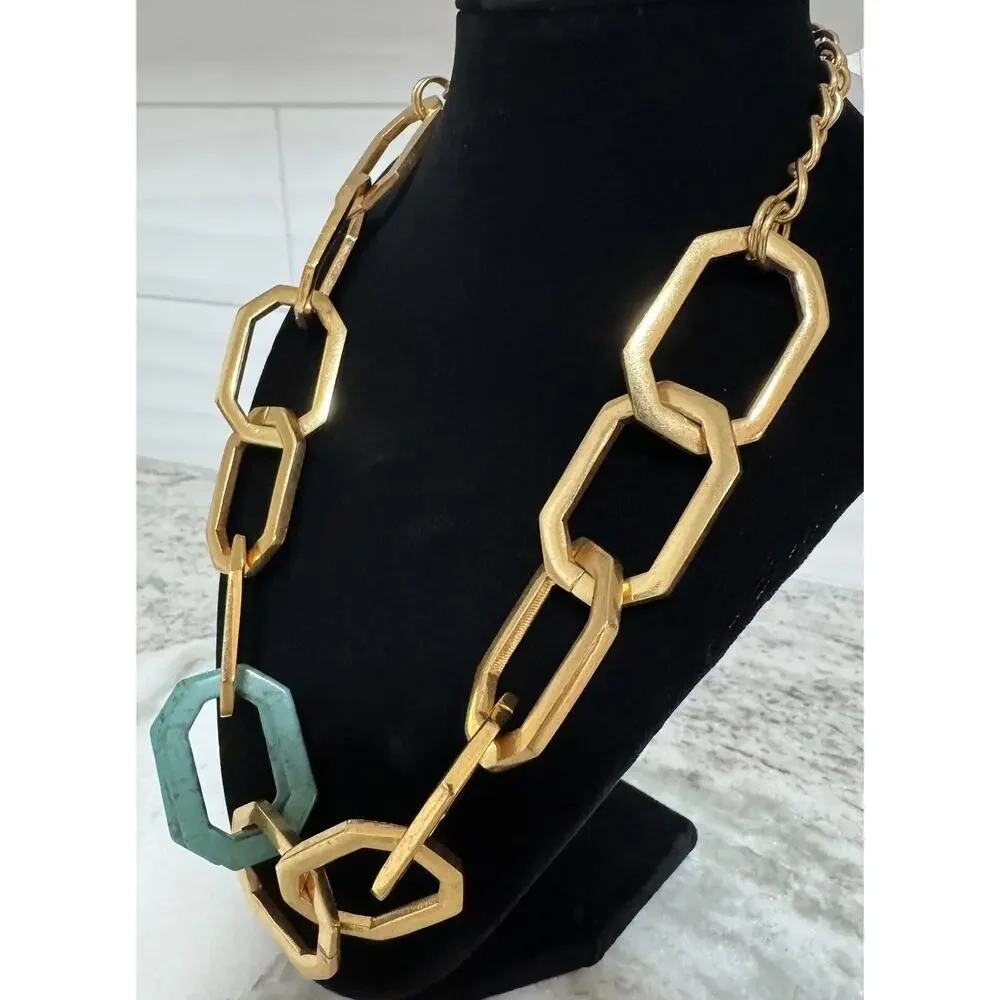 Oscar de la Renta MCM Huge Gold Tone Chain Link Necklace